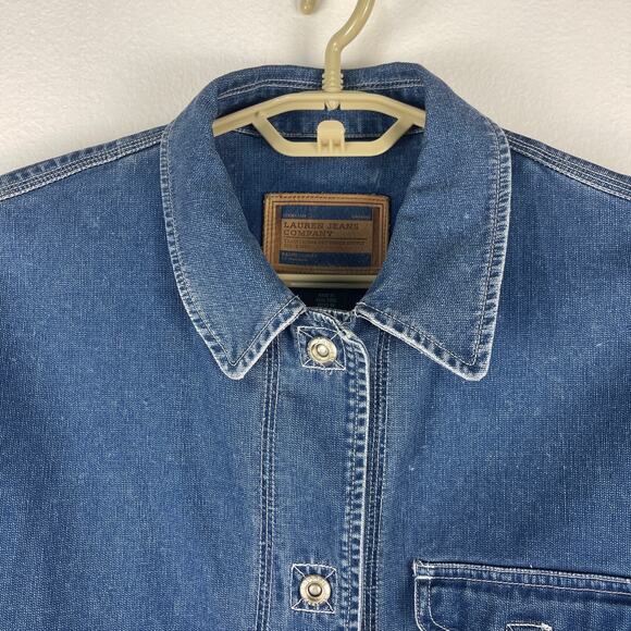 Vintage 90s Ralph Lauren Jeans Co Denim Chore Barn Workwear Jacket Women's Large - Picture 3 of 12